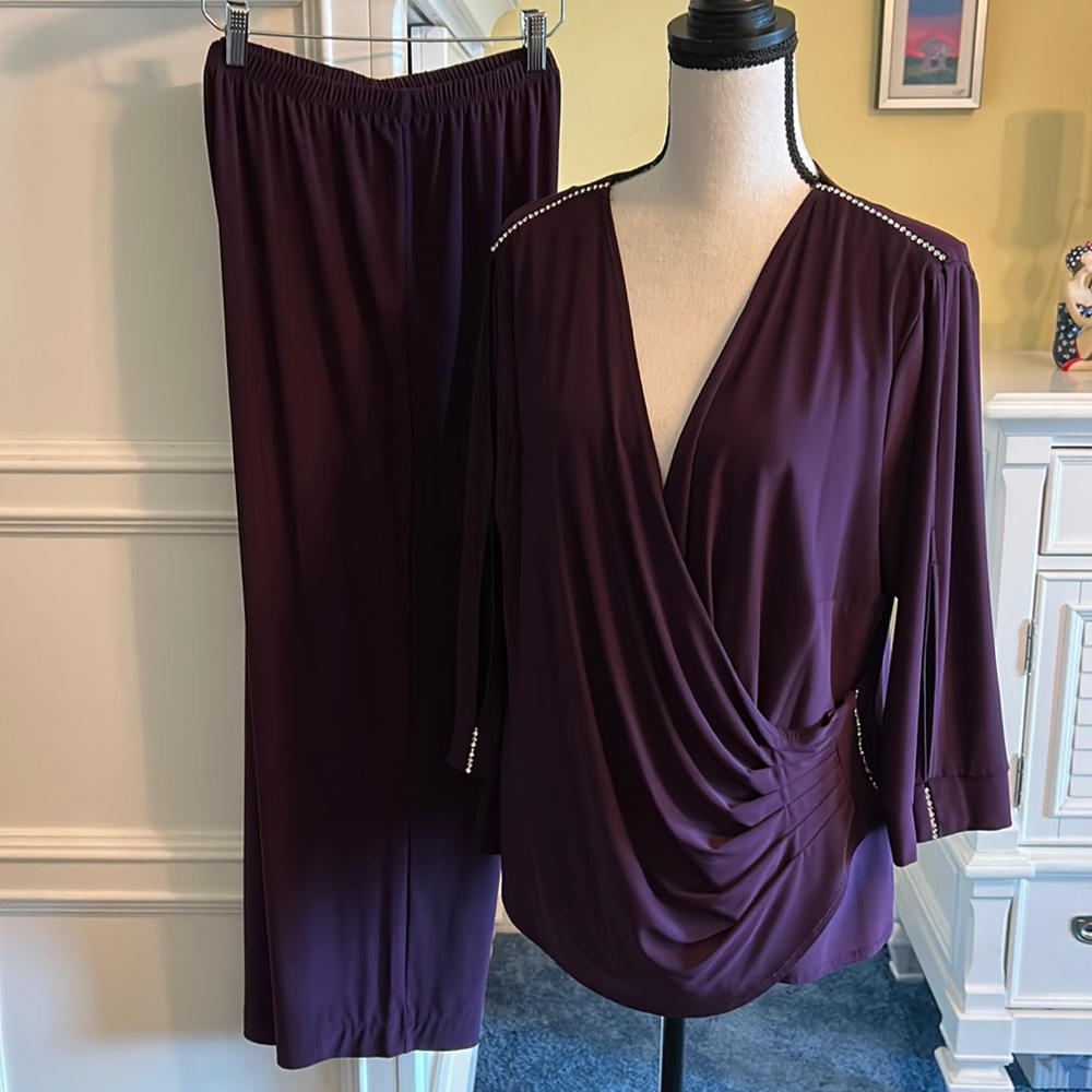 R & M Richards Royal Purple Pants Suit Size 16W